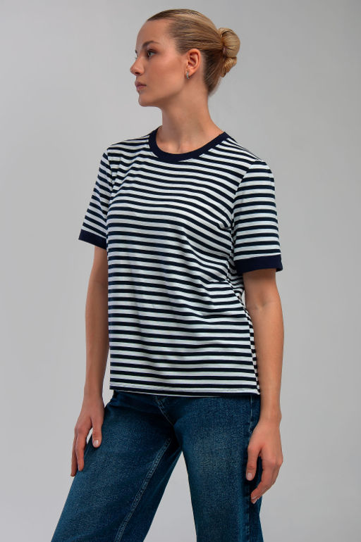 Арт. 3661 Футболка женская 42-50 (5 шт) Цвет:бело-синий - Калинка фото 3