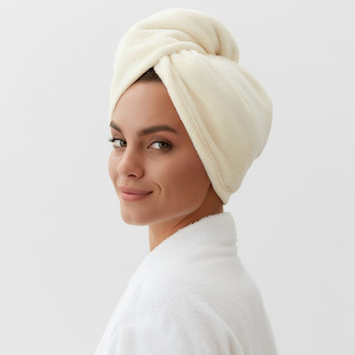 Полотенце-чалма для сушки волос Этель "Милашка", цвет молочный, 65х25 см, 100% п/э