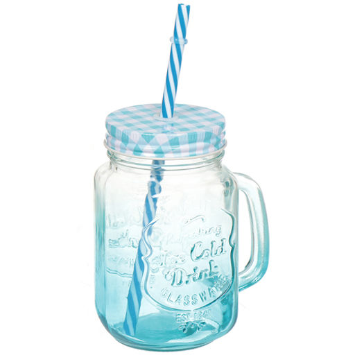 Кружка стекло, 450 мл, с крыш, с трубочкой, SDFG0114-1 (298236) - Daniks фото 2