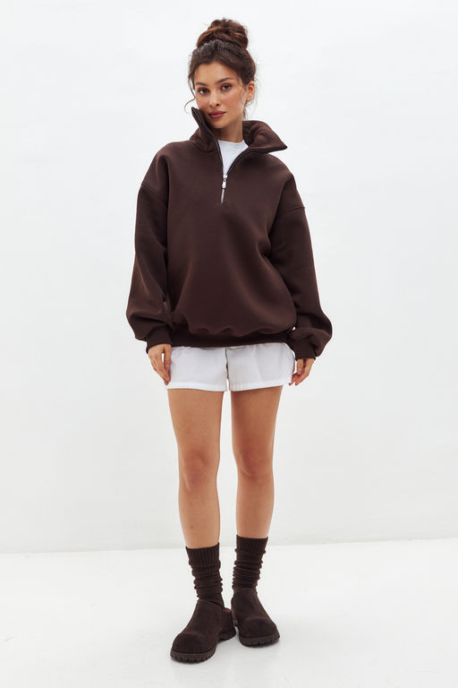 Толстовка женская из футера начес Комфорт шоколад макси