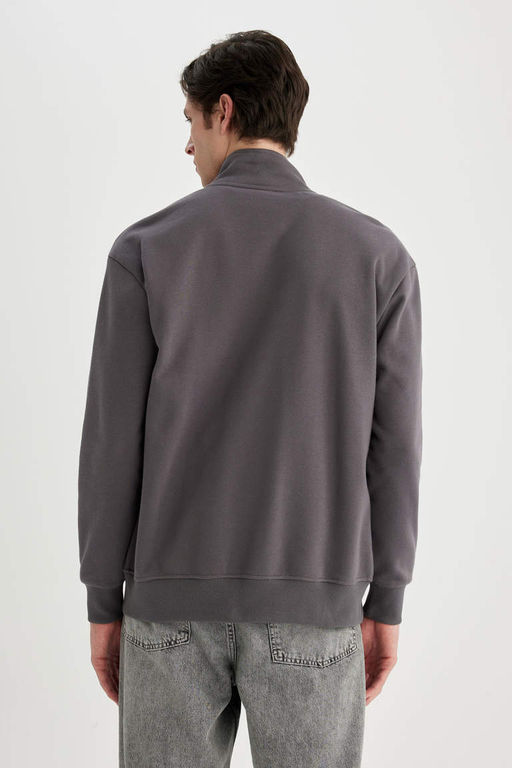 Толстовка Comfort Fit с воротником-стойкой на молнии - Defacto фото 5