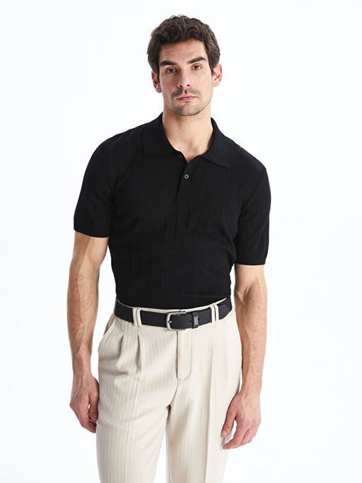 Polo Yaka K?sa Kollu Erkek Triko Kazak