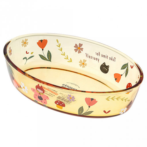 Машины мечты Форма стеклянная для запекания 1,5л, 25,8х18,3см h6см, овальная, боросиликатное стекло, с деколью, цвет - медовый (Китай) - Домашняя мода фото 3