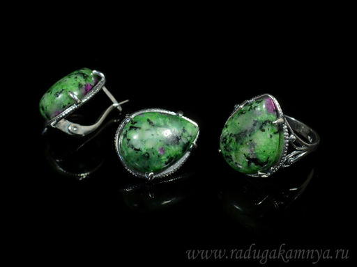 Кольцо Серьги с цоизитом размер 18