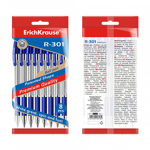 Цена за 50 шт. Ручка шариковая автоматическая ErichKrause R-301 Matic&Grip Classic 1.0, цвет чернил синий (в коробке по 50 шт.)  фото 8