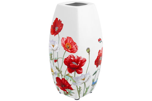 Ваза 1,5 л 11*11*21 см "Маки" квадрат, NEW BONE CHINA