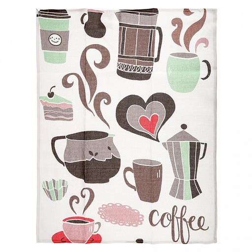 Полотенце кухонное 50х60см "Котофей и кофе", набор 3шт, рогожка 156г/м2, хлопок 100%, на картоне, "Домашняя мода" (Россия)