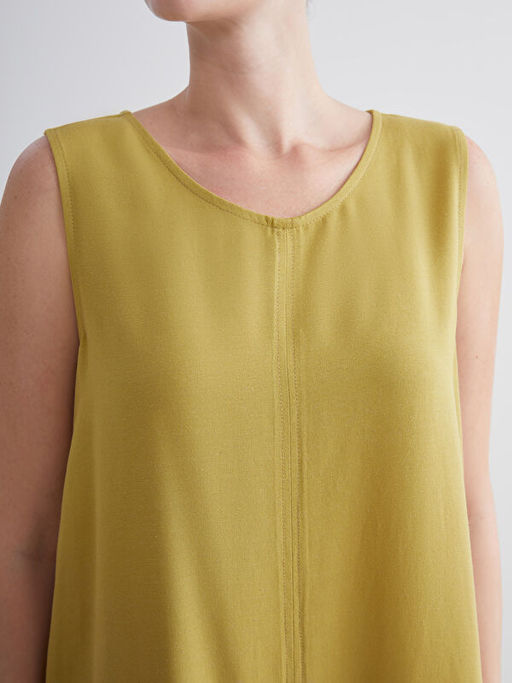 Bisiklet Yaka A Kesim Keten Kar???ml? Elbise