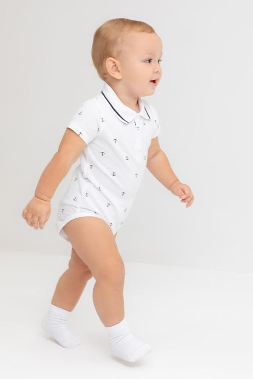 КР 6548/белый,морские якоря к568 полукомбинезон (боди) д/мал яс