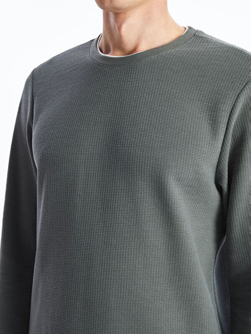 Bisiklet Yaka Uzun Kollu Erkek Sweatshirt