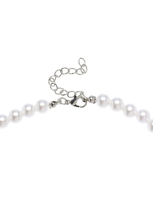 Колье «Бантик» с жемчугом, белое в серебре