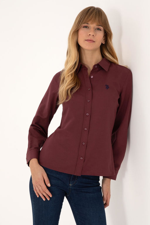 Kad_n Bordo Uzun Kollu Basic G_mlek