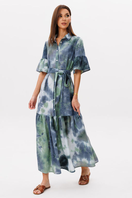 Платье Lars Style 1108 изумрудный мульти-принт