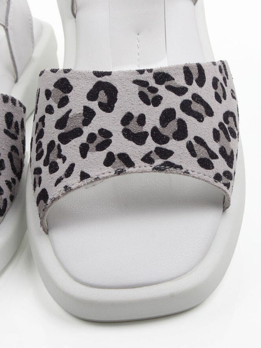 08-PEXL225-1 WHITE/LEOPARD Босоножки женские (натуральная кожа, натуральная замша)