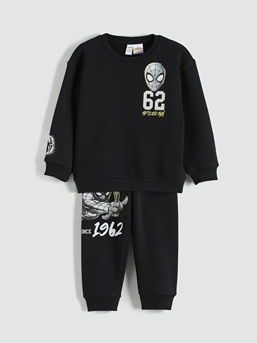Spider-Man Bask?l? Erkek ?ocuk Kal?n Sweatshirt ve E?ofman Alt?