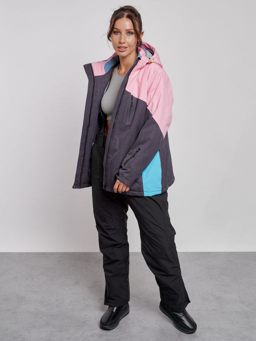 Горнолыжная куртка женская зимняя большого размера розового цвета 3963R - Mtforce фото 11