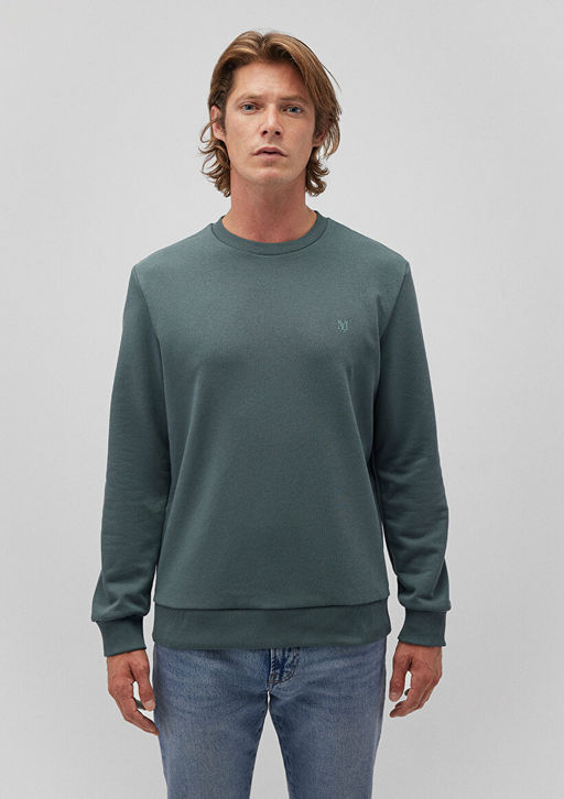 Bisiklet Yaka Yesil Basic Sweatshirt - Mavi фото 3