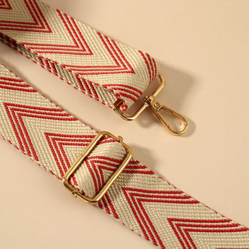 Ручка для сумки Стрелки тройные, с карабинами, 139 3 3,8 см, цвет белый/красный - Арт узор фото 3