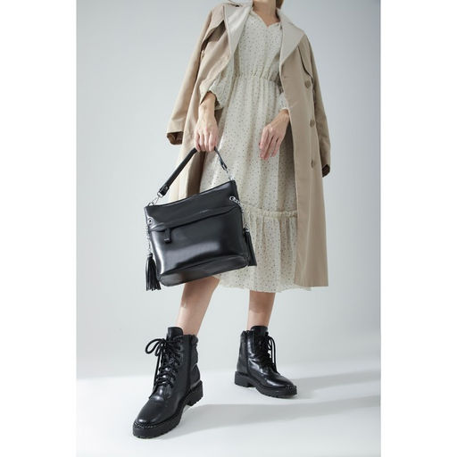 Сумка-тоут на молнии, 2 наружных кармана, длинный ремень, цвет чёрный - Simaland фото 4