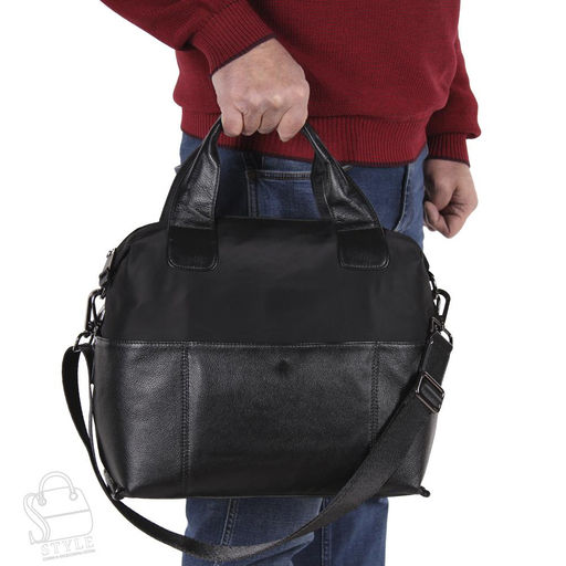 Сумка дорожная кожаная 916135-50M black Polina&Eiterou