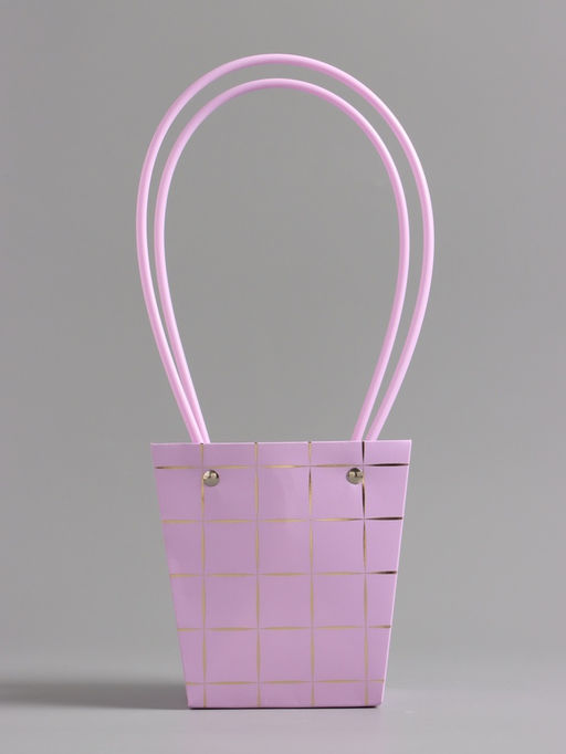 Цена за 10 шт. Сумка переноска для цветов, лиловая влагостойкая, с тиснением, 13×9.5×13±5% см