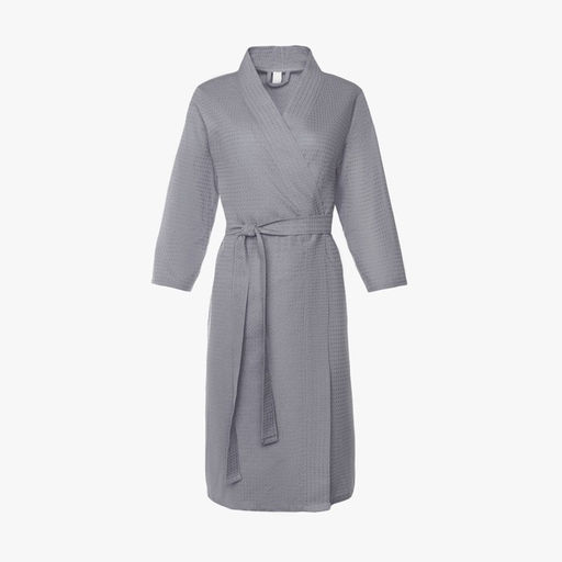 Халат вафельный женский Экономь и Я рукав 3/4, размер 42-44, серый, 100% хлопок, 200 г/м²