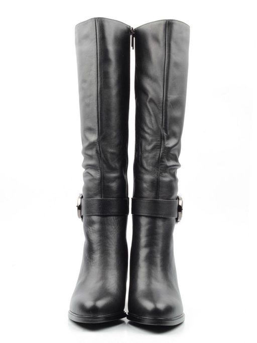 02-K56-D1 BLACK Сапоги зимние женские (натуральная кожа, натуральный мех (еврозима)) - Фабричный китай фото 8