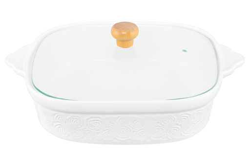 Блюдо д/зап и серв 31,5*25,6*12,5 см 2 л Розы + стекл крышка на дер подставке - Elan gallery фото 11