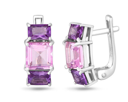 Серьги, морганит , синт.александрит, Вилар