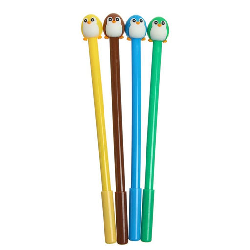 Цена за 12 шт. Ручка - прикол гелевая Пингвин, МИКС