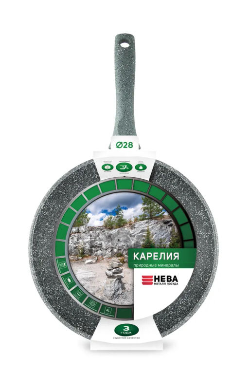 Сковорода Карелия Природные минералы несъемная ручка, 28 см - Нева металл посуда фото 5