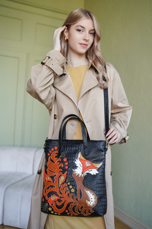 Сумка с аппликацией ДС-220-176 черный - Protege фото 2