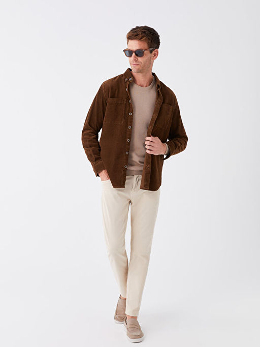 Regular Fit Uzun Kollu Kadife Erkek G?mlek