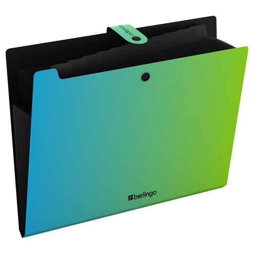 Папка с кнопкой А4 Berlingo "Radiance" 12 отд., градиент голубой/зеленый (XF4_12003) 600 мкм