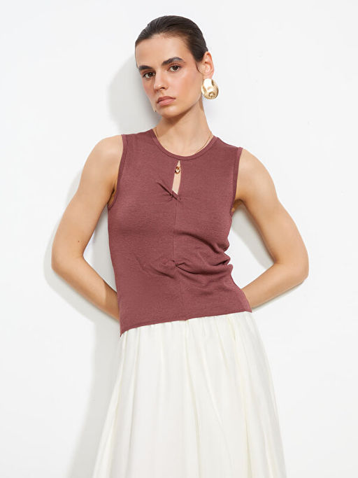 Pencere Detayl? B?zg?l? Kad?n Triko Atlet