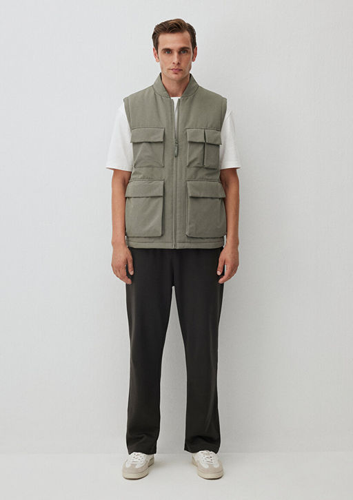 Cep Detayl? Yesil Sisme Yelek - Mavi фото 4