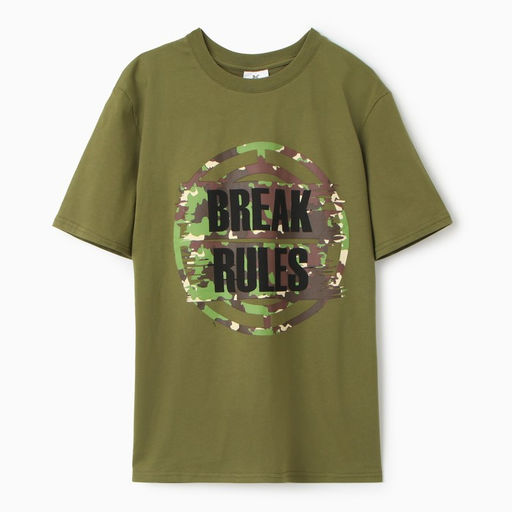 Футболка мужская BREAK RULES, цвет хаки, размер 50