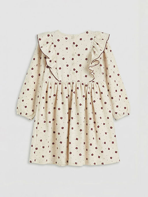 Bisiklet Yaka ?i?ekli K?z ?ocuk Elbise