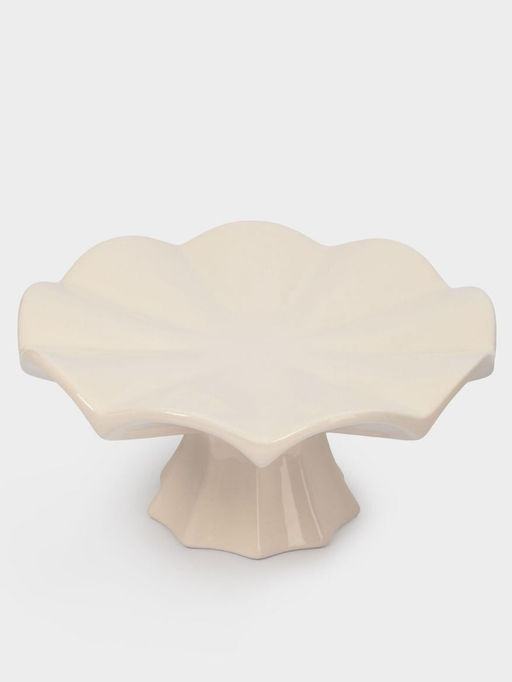 Ваза для фруктов, 24х11 см, на ножке, керамика, молочная, Волнистый край, Zephyr - Anna lafarg фото 8