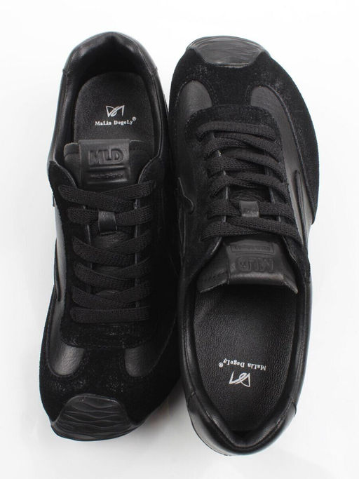 03-A885-1 BLACK Кроссовки женские (натуральная кожа, натуральная замша)