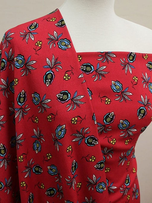 Штапель Ямина цв.красный, ш.1.45м, вискоза-100%, 100гр/м.кв - Купава фото 2