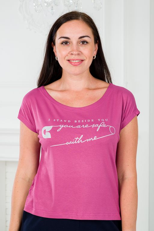Футболка женская из вискозы Лирика брусника You are safe - Амадэль фото 2