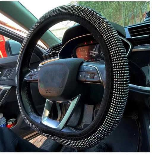 Оплетка руля, 38см, украшена стразами