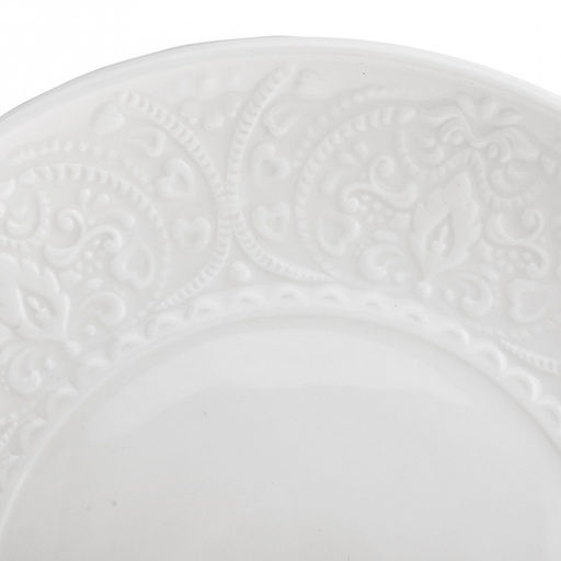 Русь Тарелка мелкая фарфоровая д175мм h19мм, белый, рельефный декор (Китай) - Домашняя мода фото 3