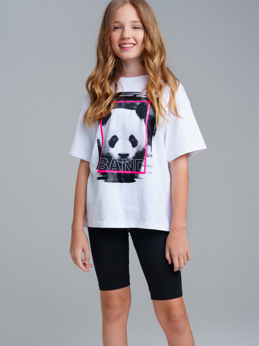 Футболка PlayToday для девочки oversize хлопок с эластаном комбинированная  фото 3