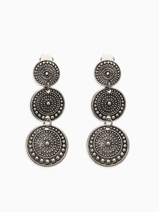 Цена за 2 шт. Клипсы «Три диска», цвет чернёное серебро