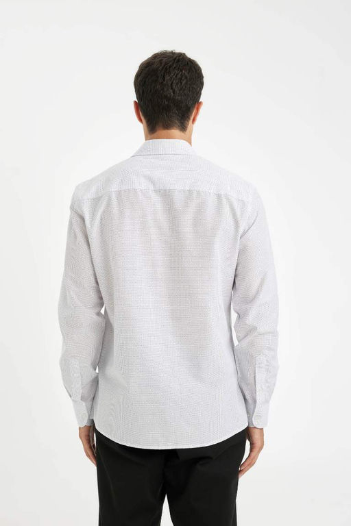 Рубашка из поплина с длинными рукавами и воротником-поло Modern Fit - Defacto фото 5