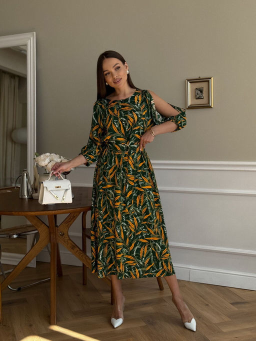 Платье DilanaVIP 2093 зеленый принт - Dilana vip фото 3