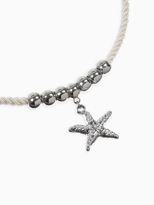 Кулон на жгуте текстильном "Морская звезда", цвет бело-серебристый