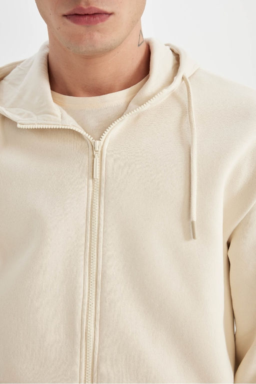 Толстовка обычного кроя с капюшоном на мягкой подкладке и на молнии - Defacto фото 5